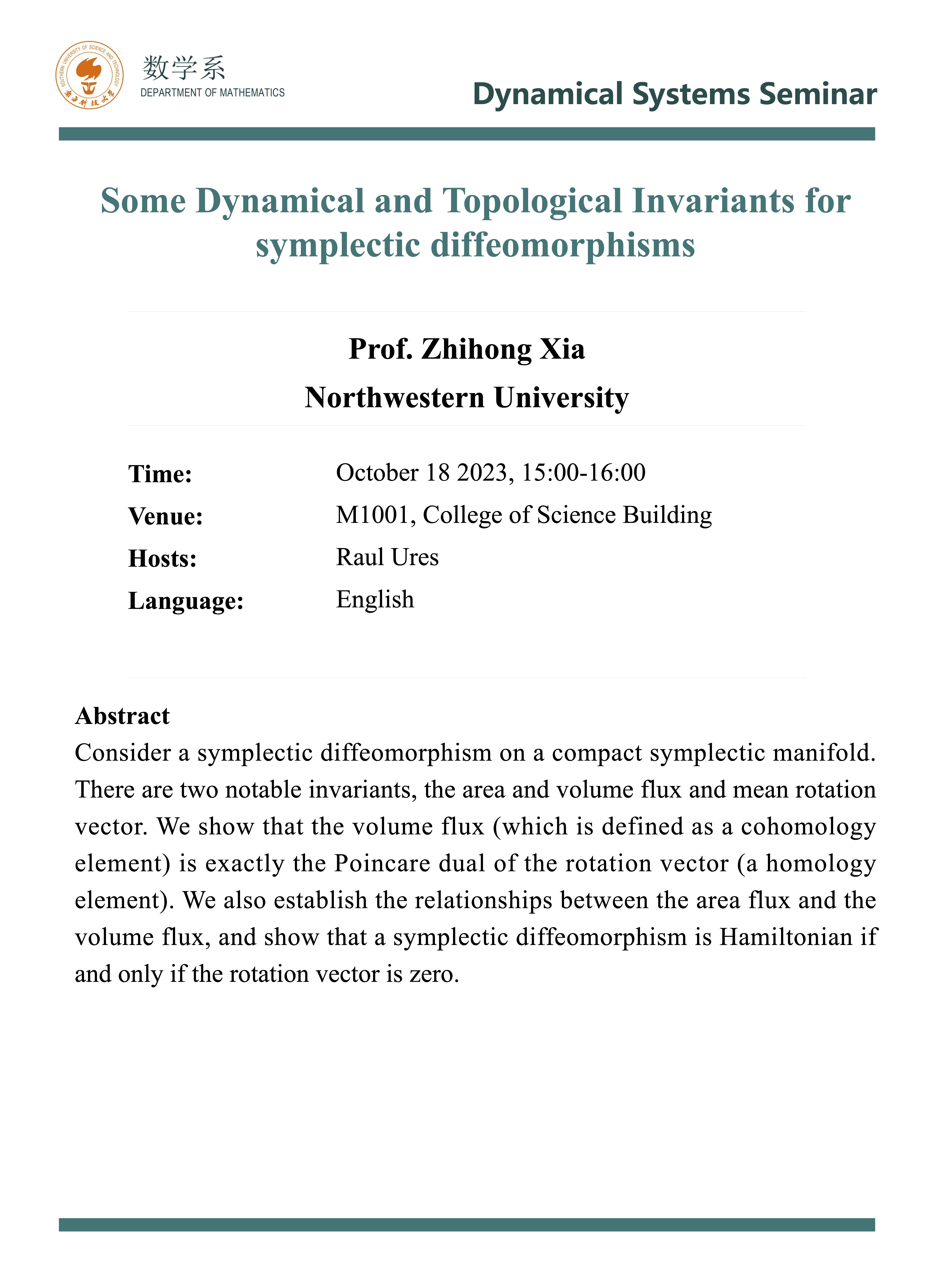 Some Dynamical and Topological Invariants for symplectic diffeomorphisms